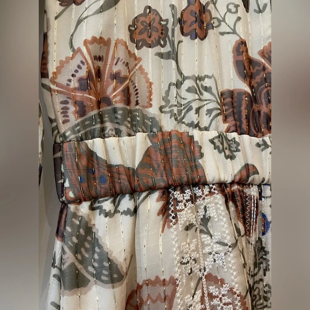 Floral Silk Blend Midi-Dress Lafayette 148 Size XS Fall Autumn Luxury - Picture 7 of 16